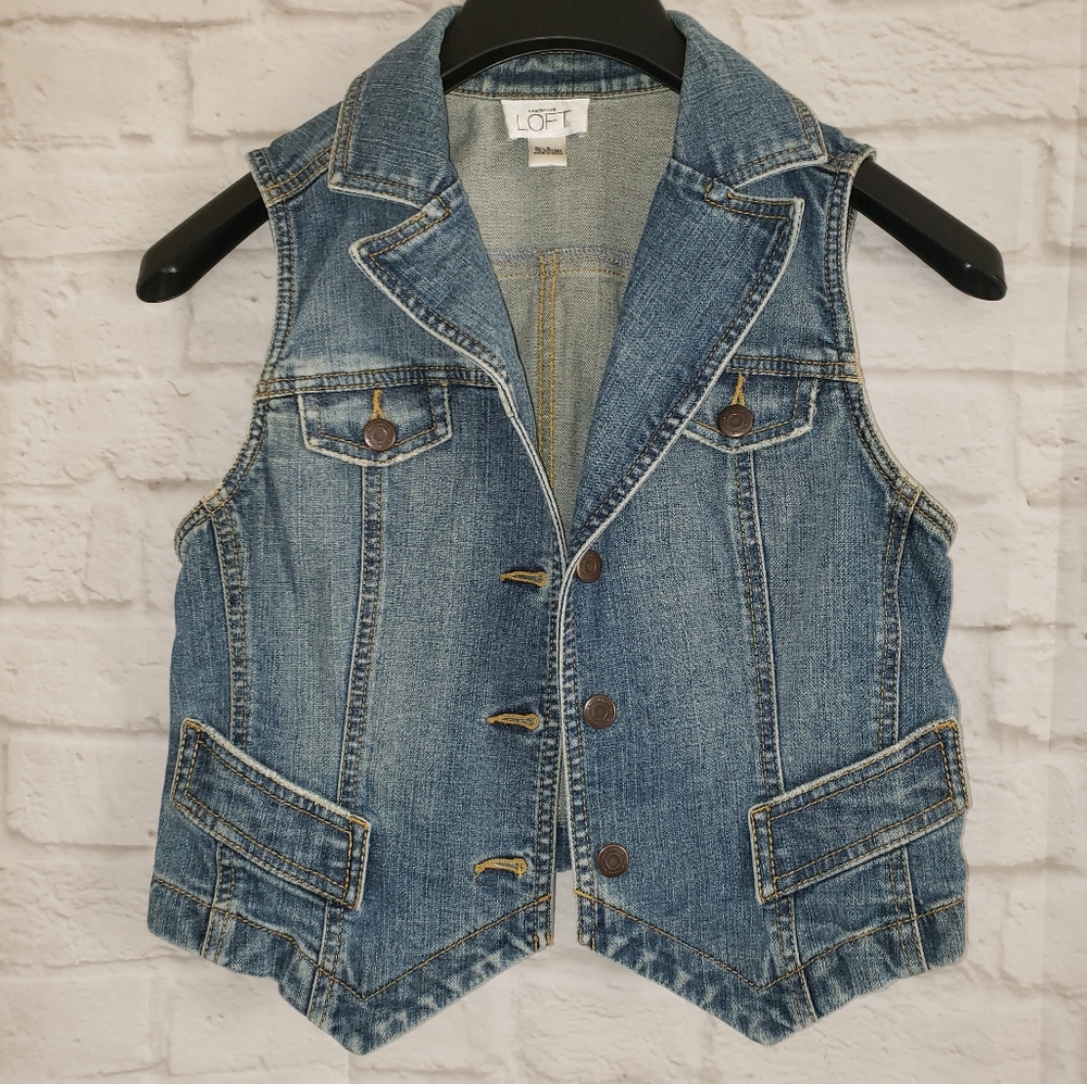 LOFT Denim Jean Vest Size 2